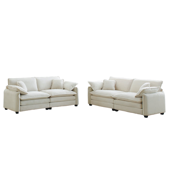 English Elm Modern Two-Piece Sofa Set In Beige Corduroy - Stylish, Versatile & Comfortable For Any Room W714S00685