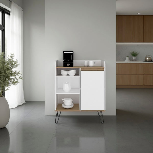 English Elm Calvin Two-tone Coffee Bar Cabinet with Open Shelves for Kitchen or Dining Nook B097P481225