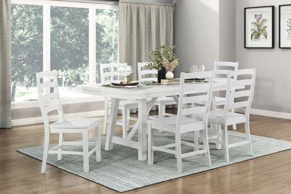 English Elm Modern Farmhouse Five Piece Dining Set Oak Veneer Table Four Wood Side Chairs White B011S00928