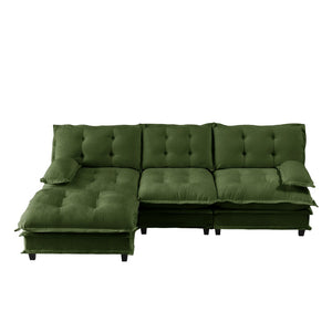 English Elm 107" Modular Cloud Sectional Chenille Deep Seat Couch with Lattice Cushions for Apartments Green W714S01729