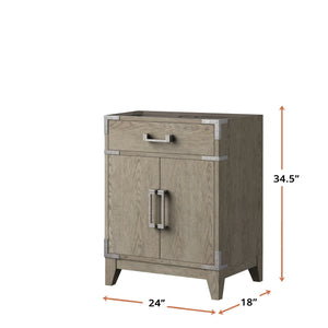 English Elm Grey Oak Single Bath Vanity - 24" Modern Design With Soft-Close Doors & Ample Storage Space B2731P259743