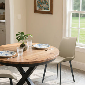 English Elm Tan Pu Leather Dining Chair Set Of 2 - Modern Ergonomic Seating For Kitchen, Restaurant & Living Rooms T3967P389590-GIGA