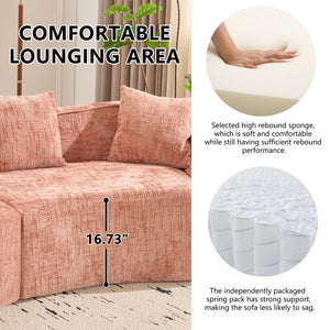 English Elm Pink Curved Compressed Sofa — Nordic Soft Foam & Spring Seating, Easy Setup, Stylish Centerpiece W3612S00010