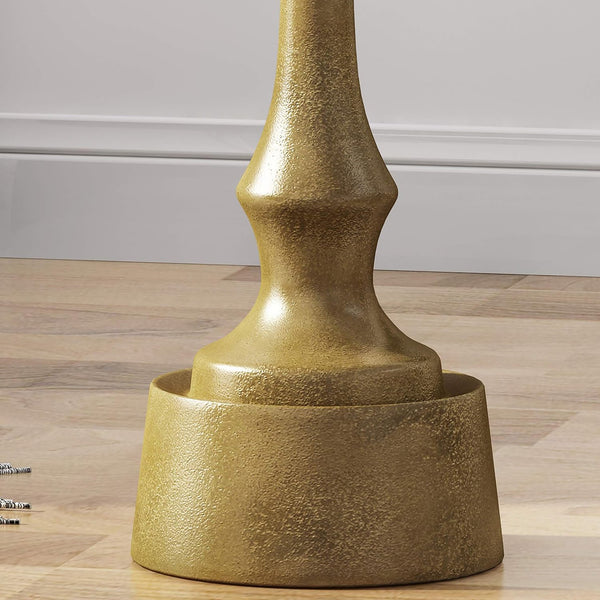 English Elm Christopher Knight Home® - Modern Aluminum Accent Table with Raw Brass Turned Base, Lightweight Rust-Resistant Aluminum, 23.25"L 67037.00