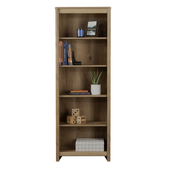 English Elm 5-Shelf Bookcase With Warm Brown Finish - Stylish, Adjustable, And Versatile Storage Solution For Any Space B356P402788