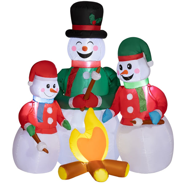 English Elm Outsunny 5 Ft Christmas Inflatables Snowman Family By Campfire With Led Lights For Festive Decor W2225P249943-GIGA