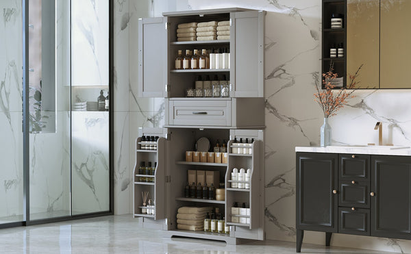 English Elm Christopher Knight Home® - Bathroom Storage Cabinet with Doors Drawer and Adjustable Shelves — MDF Build, Anti-Tip Safety, Modern Appeal Grey N759P241667E
