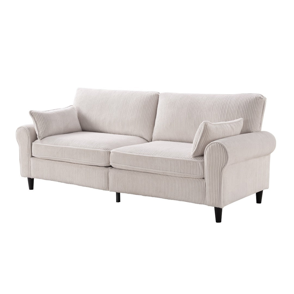 English Elm 80.7" Corduroy Upholstered Loveseat with Rolled Arms Solid Wood Iron Frame Modern W5515P488371
