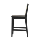 Solid Wood Counter Stool with Rattan Back Insert - Set of 2 Black CATD7DBL Walker Edison