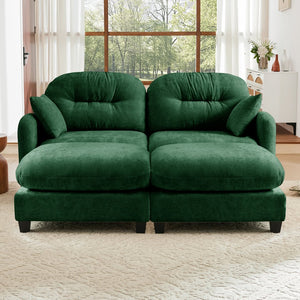 English Elm Cloud Sectional Sofa - Luxurious Green Chenille With Tufted Backrest & Modular Design For Any Space W714S01396