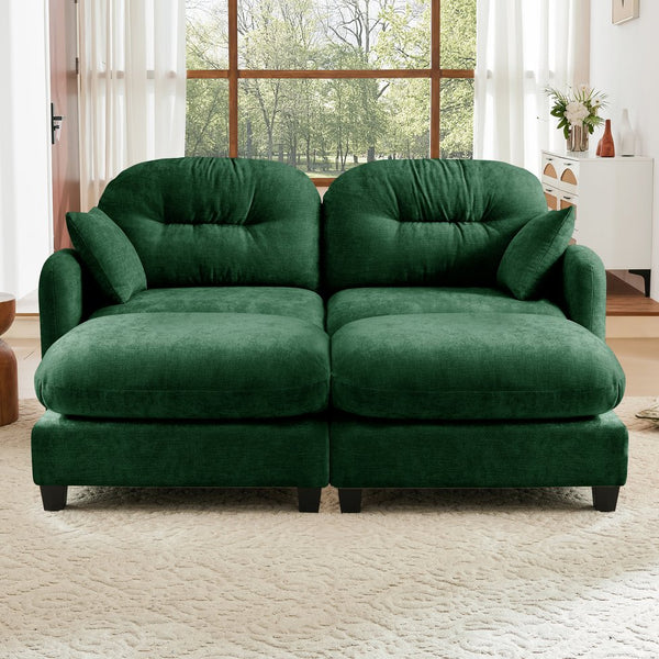 English Elm Cloud Sectional Sofa - Luxurious Green Chenille With Tufted Backrest & Modular Design For Any Space W714S01396