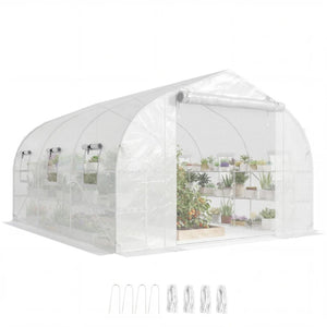 English Elm Garden Walk-in Tunnel Greenhouse with Galvanized Steel Frame and Uv-resistant Pe Cover White T3971P481639