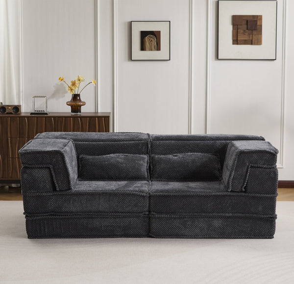 English Elm Compression Mahjong Sofa - Modern Convertible Floor Sofa Bed, Soft Fleece, No Assembly, Versatile Comfort W3723P377150
