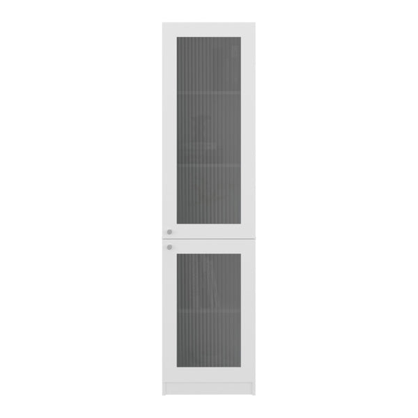 English Elm Home Vertical Freestanding Bookcase with Open Shelving and Enclosed Lower Cabinet White B200P465730