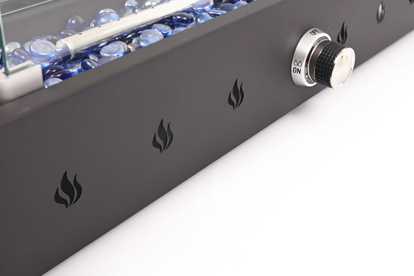 English Elm 28-Inch Wind-Resistant Rectangle Fire Pit 40,000BTU Steel Patio Heater with Glass Beads Design Enhanced W853P366687