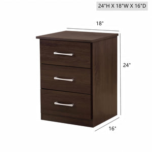 English Elm Contemporary Wenge Nightstand with Drawer and Sleek Modern Design, Durable Particleboard Storage Nightstand Brown 6.5 L x 17.91 W x 25.98 H B078112069