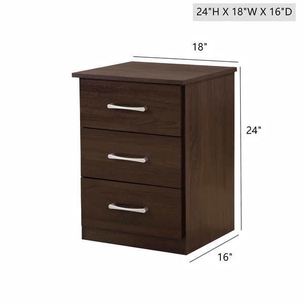 English Elm Contemporary Wenge Nightstand with Drawer and Sleek Modern Design, Durable Particleboard Storage Nightstand Brown 6.5 L x 17.91 W x 25.98 H B078112069
