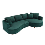 English Elm 122.04 Inch Corduroy Upholstered Sectional Sofa With Right Facing Chaise For Living Room Office Corner Corduroy Modern Sofa Green