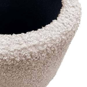 JLA Home Chapel Hill - Round Storage Ottoman with Off-White Bouclé Upholstery, Hidden Storage, Supportive Foam Seat for Small Spaces Beige CH101-0055