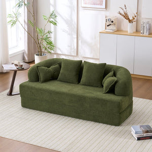 English Elm (old Sku W2231p392100) Chenille Sleeper Sofa Foldable Convertible Loveseat with Four Pillows Green W2231P466737