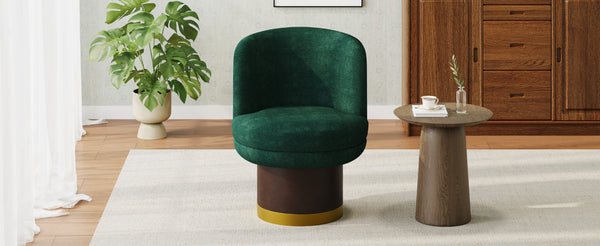 English Elm 360°swivel Chenille Barrel Chair Mid-century Round Seat for Living Room or Bedroom N763P331762F