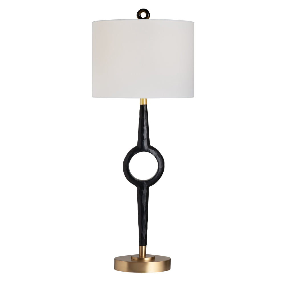 Crestview Collection Contemporary Table Lamp - Sculptural Black Design With Gold Base & White Linen Shade For Modern Homes   Cvazvp098