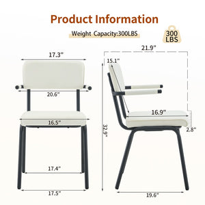 English Elm Dining Chairs Set of 2 Velvet Upholstered with Hangable Arms and Metal Legs W3493P449276