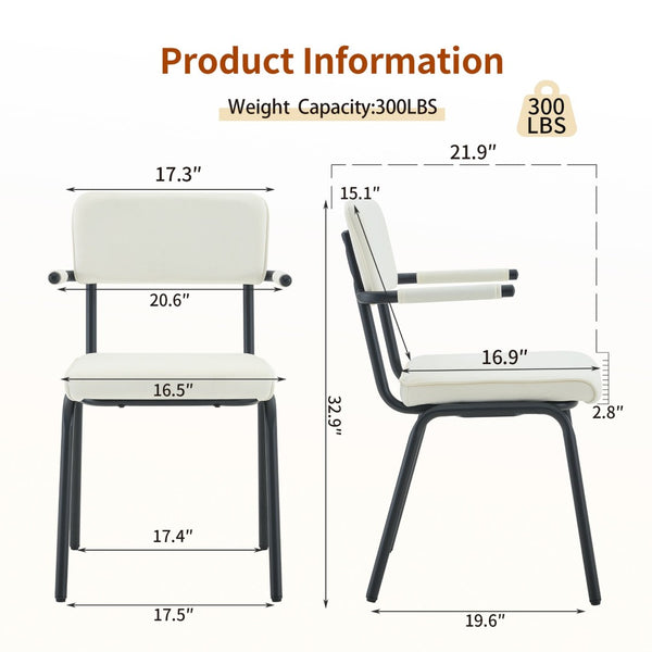 English Elm Dining Chairs Set of 2 Velvet Upholstered with Hangable Arms and Metal Legs W3493P449270