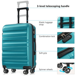 English Elm Hardshell Abs Four Piece Luggage Set with Spinner Wheels Tsa Lock Packing Cubes Blue N730P262653D