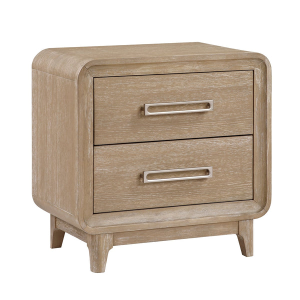 English Elm Modern Natural Finish Nightstand with 2 Spacious Drawers Curved Corners 28x17x27" Bedroom Table B011P332261