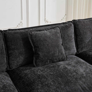 English Elm Cloud Modular Two Seat Sofa Chenille Upholstered Cushioned Couch for Apartment Living Black W1143P378632