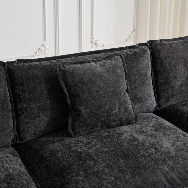 English Elm Cloud Modular Two Seat Sofa Chenille Upholstered Cushioned Couch for Apartment Living Black W1143P378632