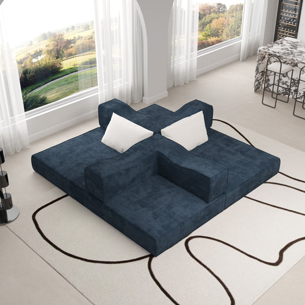 English Elm 80" King Size Folding Sofa Bed Convertible 3-Seat Chenille Couch with 2 Pillows, Foam & Pocket Spring Comfort W1885P256827