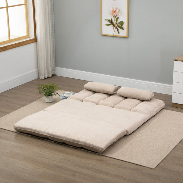 English Elm Homcom Convertible Floor Sofa Chair With Adjustable Backrest, 2 Pillows, Space-Saving Comfort! W2225P217475
