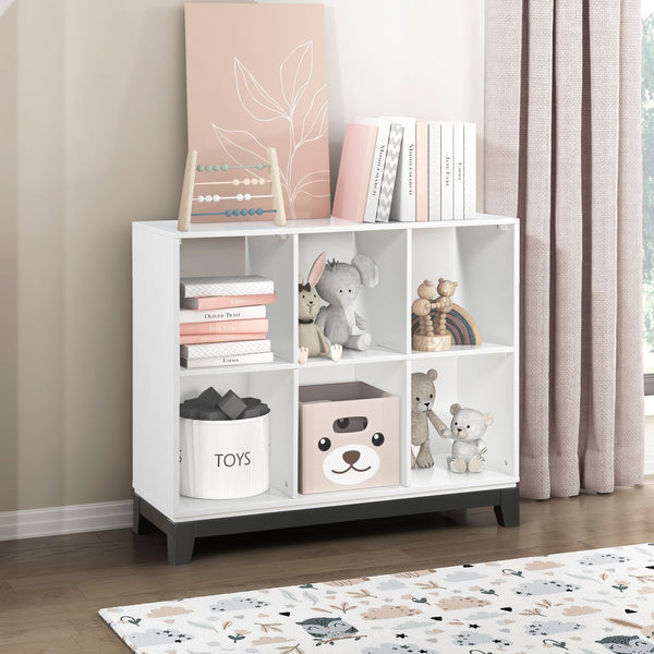 English Elm White Garretson 4-Shelf Bookcase with Rustic Contrast Base Rail — Transitional Wooden Storage for Living Room White 45.75 L x 19.75 W x 15.5 H B011P255288