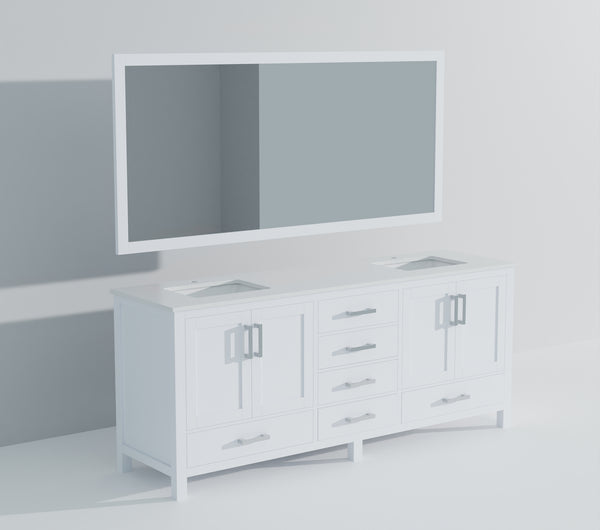 English Elm White 80in Double Bath Vanity with Cultured Marble Top, Soft-Close Drawers, Mirror Included, Durable B2731S00893