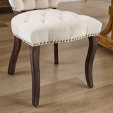 English Elm French Vintage Tufted Upholstered Fabric Dining Chair,Set Of 2,Beige,Sw1869Bg