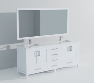 English Elm White Double Bath Vanity 84 in W x 22 in D with Carrara Marble Top, Chrome Faucet, 34in Mirrors, Durable Finish B2731S01062