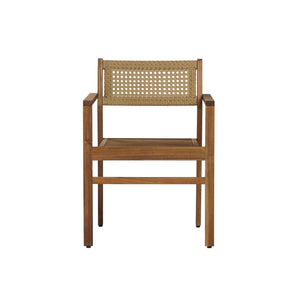 English Elm Dining Chair Set of 2 Wicker and Acacia Wood for Indoor or Covered Patio Use Natural Stained N776P381115N