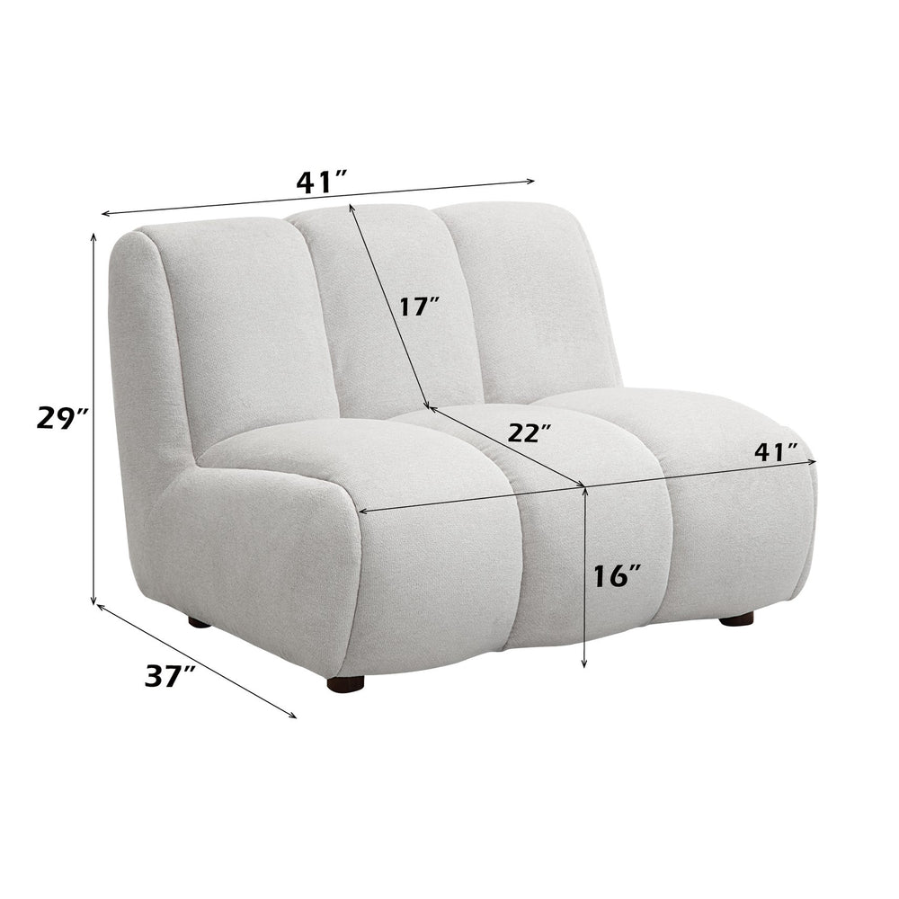 English Elm Manilla Ivory White Linen 2-Piece Sectional Sofa with Chaise & Armless Chair, Modern Deep Seat Plush B2726S00518