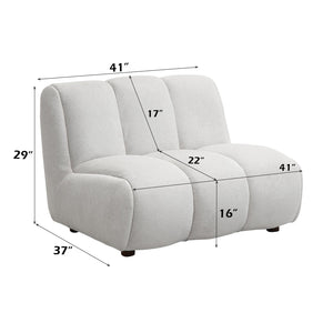 English Elm Manilla Ivory White Linen 2-Piece Sectional Sofa with Chaise & Armless Chair, Modern Deep Seat Plush B2726S00518