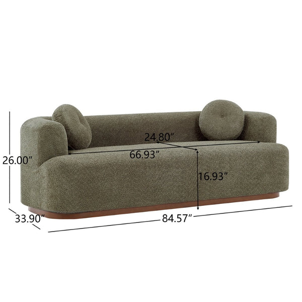 English Elm Compressed Three Seat Sofa with Rubberwood Base Polyester Upholstered Living Room Couch N771P392415F_N771P392416F