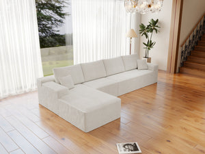 English Elm 131.9*68.9"Modular Sectional Sofa - Versatile Plush Corduroy Couch For Effortless Comfort & Style W3819S00028