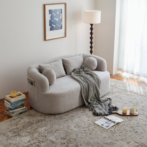 English Elm Sofa-in-a-box, Chenille Loveseat Frameless Foam 2 Seater for Modern Living Spaces Gray W668P381895