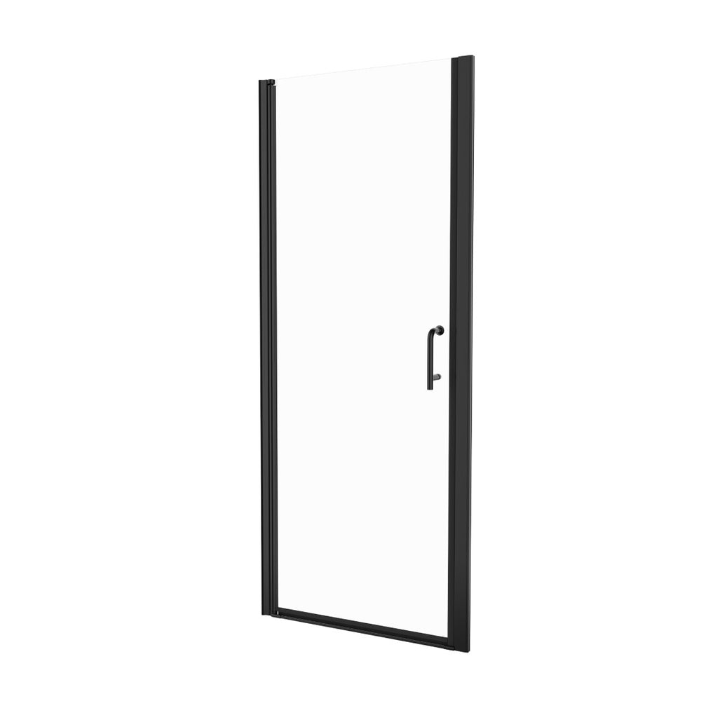 English Elm 30 in Semi-frameless Pivot Shower Door Tempered Glass Matte Black Steel Hardware W637P163758