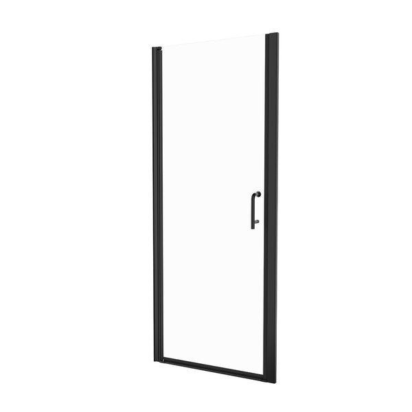 English Elm 30 in Semi-frameless Pivot Shower Door Tempered Glass Matte Black Steel Hardware W637P163758