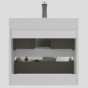 English Elm U005-Alice24-201 24" White Floating Bathroom Vanity With Soft-Close Drawers & Modern One-Piece Sink W1865S00001-GIGA