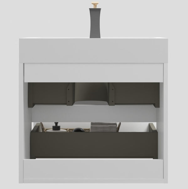 English Elm U005-Alice24-201 24" White Floating Bathroom Vanity With Soft-Close Drawers & Modern One-Piece Sink W1865S00001-GIGA
