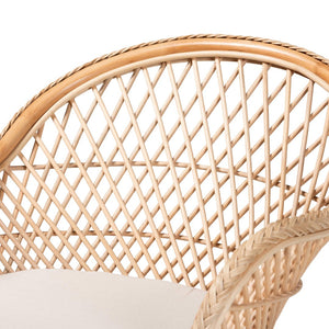 English Elm Bohemian Natural Rattan Accent Chair Braided Frame with Cushioned Enveloping Seat B2750P467783