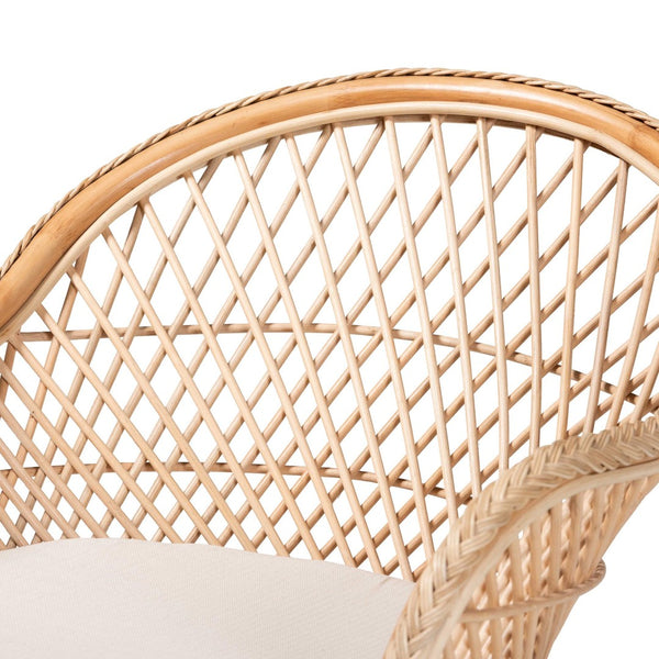 English Elm Bohemian Natural Rattan Accent Chair Braided Frame with Cushioned Enveloping Seat B2750P467783